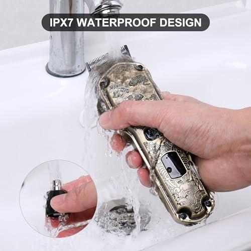 Hatteker Hatteker Professional Hair Clipper Hair Trimmer Beard Trimmer Waterproof Hair Cutting Kit Barber Clipper Cordless Nose Trimmer Detail Trimmer