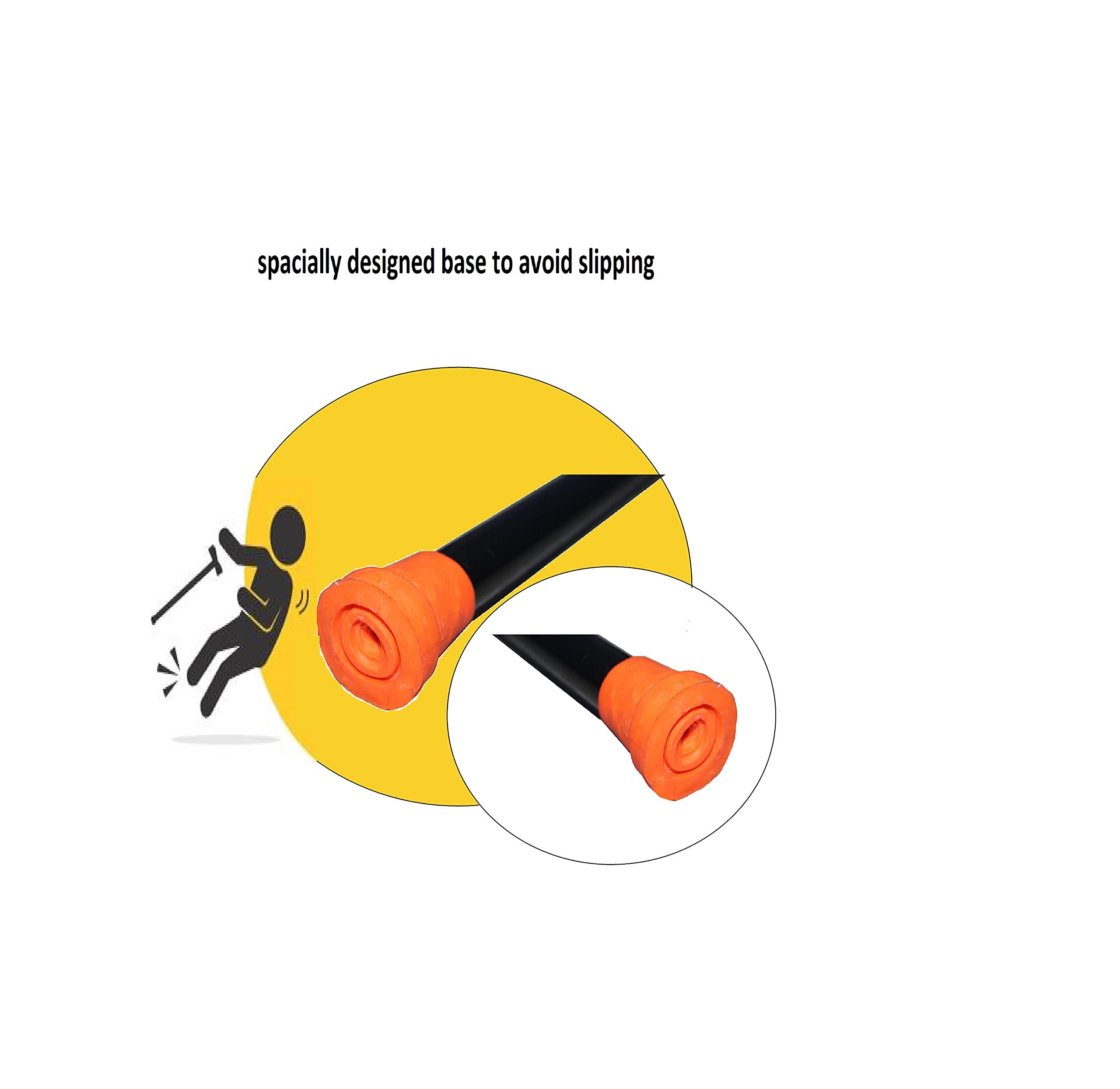 KBG KBG 1 Leg Chroome Height Adjustable Old People Walking Stick Foldable Canes for Men Women Eligible Walking Sticks for Seniors, Adjustable Mobility and Daily Living Aid (Orange)