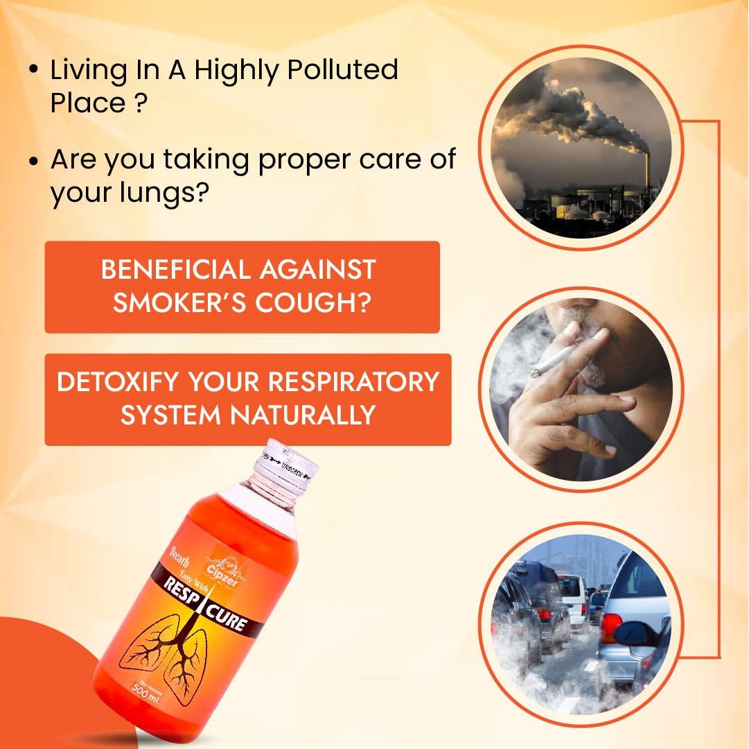 Cipzer Cipzer Respicure Syrup Ayurvedic syrup for Cough & Cold, Provides Instant Relief from Cough, Cold & Sore Throat | Seasonal Cough and Natural Immunity Booster (500ml)