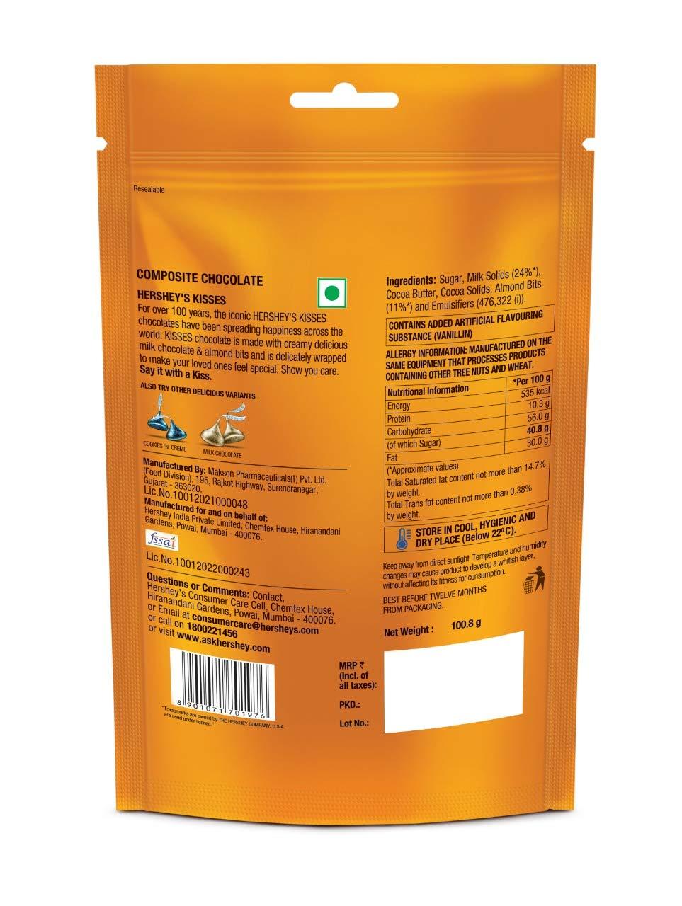 Hershey's Kisses Hershey\'s Kisses Almond Pouch, 10 X 100 g