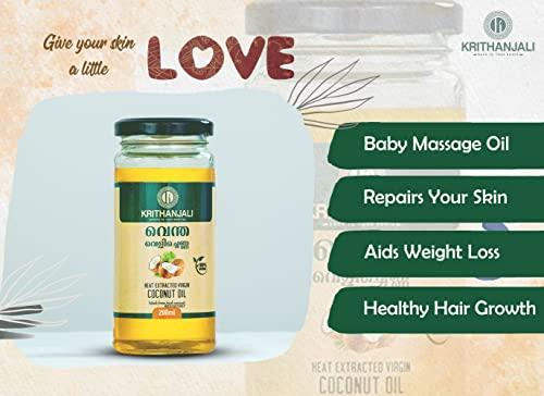 Krithanjali Krithanjali Ventha Velichenna 100% Natural Hot Processed Extra Virgin Coconut Oil/Urukku Velichenna | Hair, Skin Massage Oil 200 ml (200)