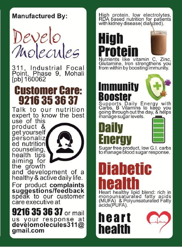 DEVELO Develo Kidney Health(Post Dialysis) Protein for Better Renal Health & Function - 1kg g Chocolate