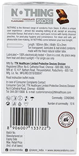 Skore Skore Nothing Thinnest Pleasure Condoms | Flavored Chocolate & Strawberry | With Disposal Pouches| Pack of 2 | 10's each