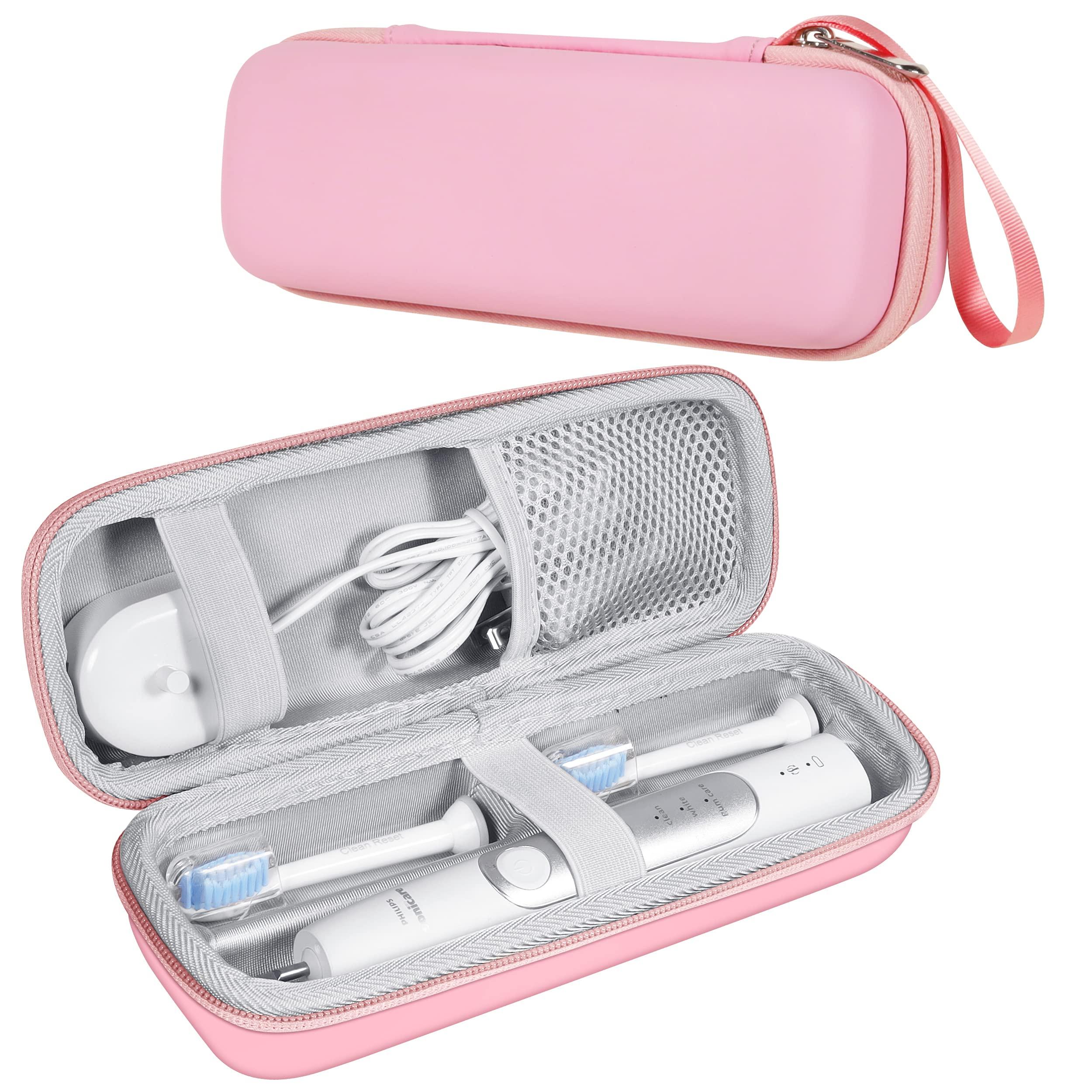 ZORETCO ZORETCO Toothbrush Hard Travel Case Compatible with Philips Sonicare Protectiveclean 4100,5100,6100,6500 Fits for Oral-B Pro 1000,1500,2000,3000,3500 Electric Toothbrush Travel Bag (Pink)