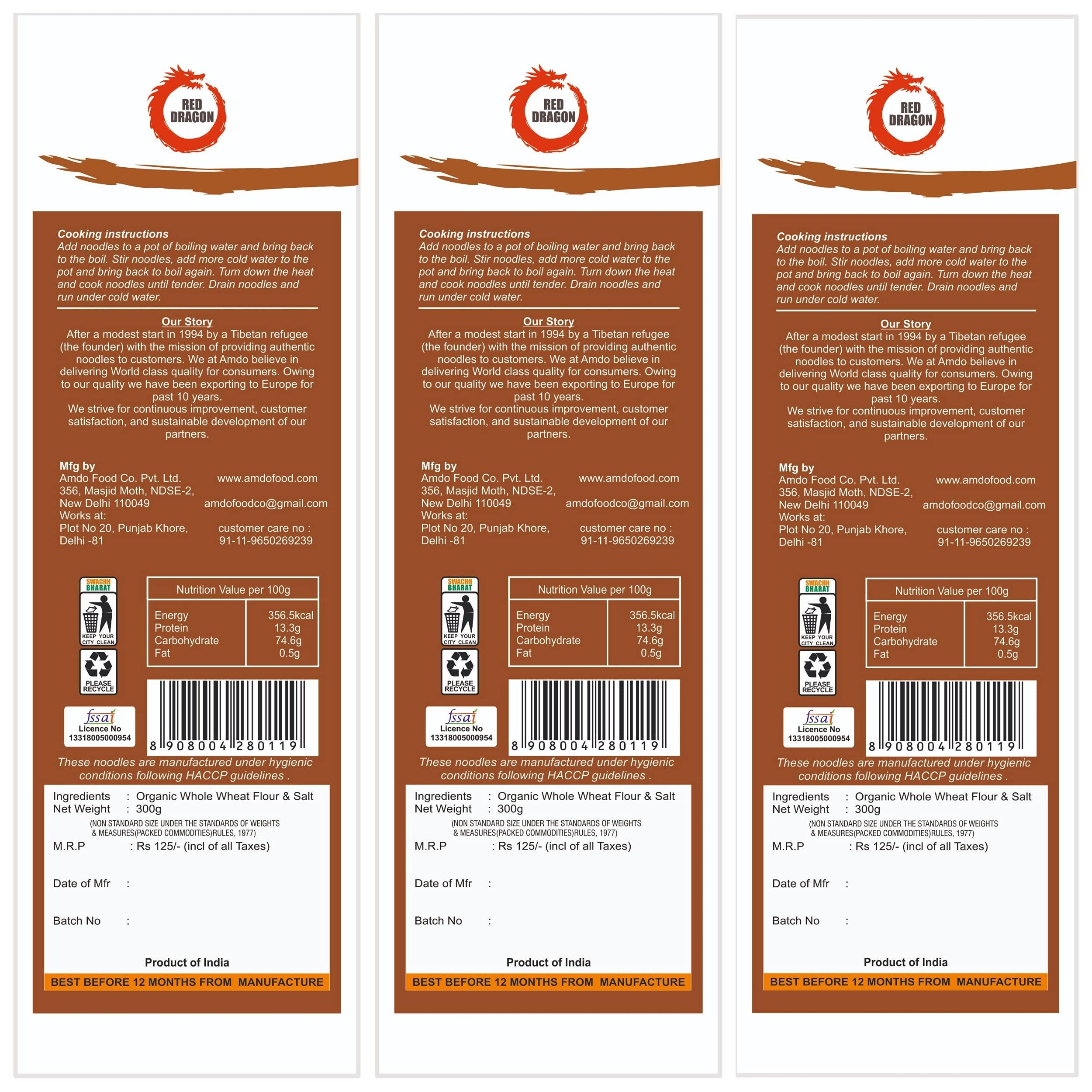 Red Dragon Red Dragon Japanese Whole Wheat Noodles Fresh And Delicious Organic Tasty Cuisine 900G (Pack Of 3) |No Preservatives, 900 grams