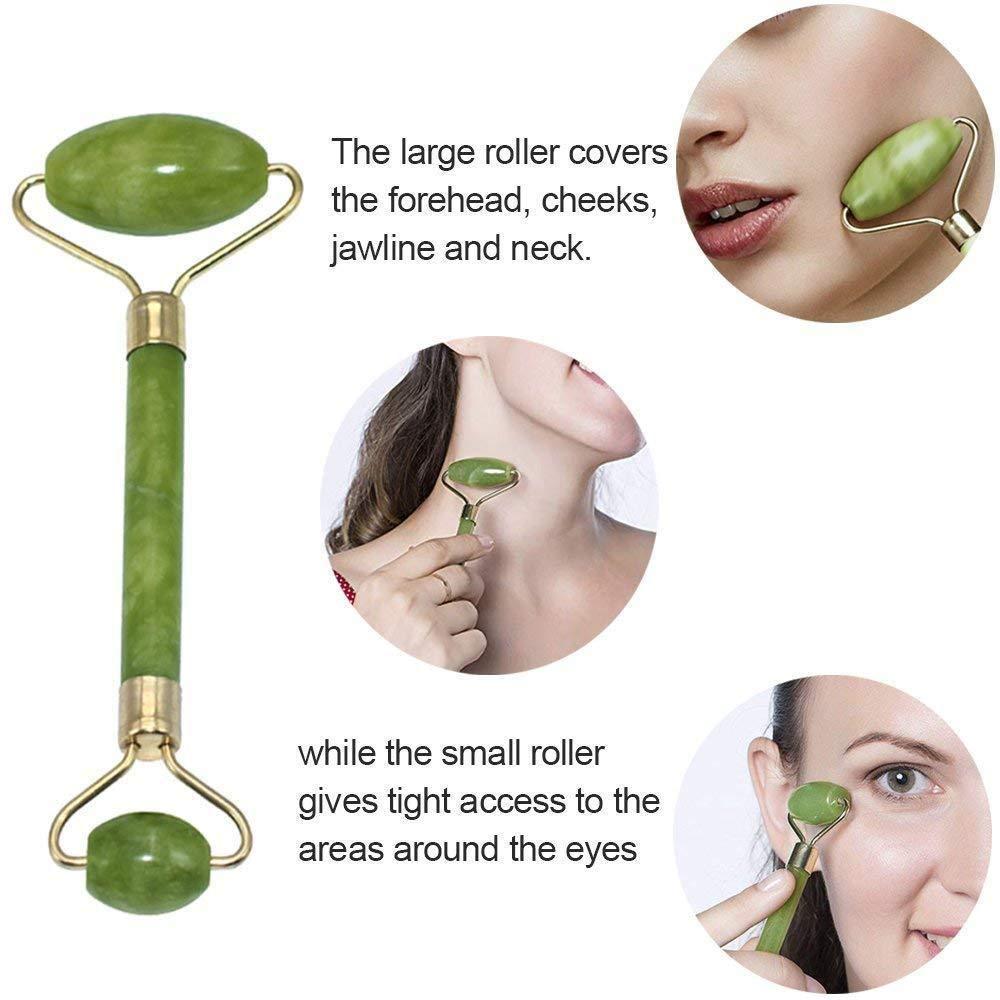 PM Enterprises PM Enterprises Revin Enterprise Marble Jade Roller Face Massager Double Rollers Antiaging Face Eye Neck Foot Massage Tool Stimulating Blood Flow (Green).