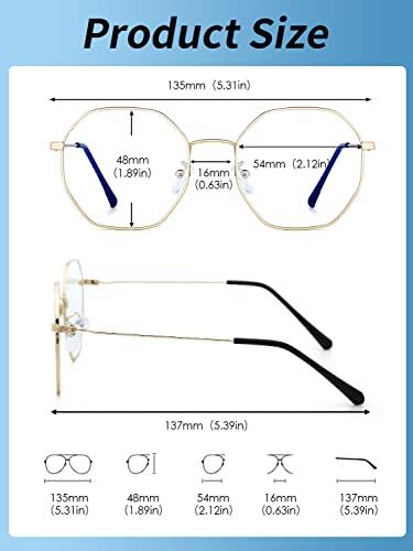 JM JM Women's Anti Blue Light Blocking Glasses Fashion Designer Computer Glasses Reduce Eye Strain Gold