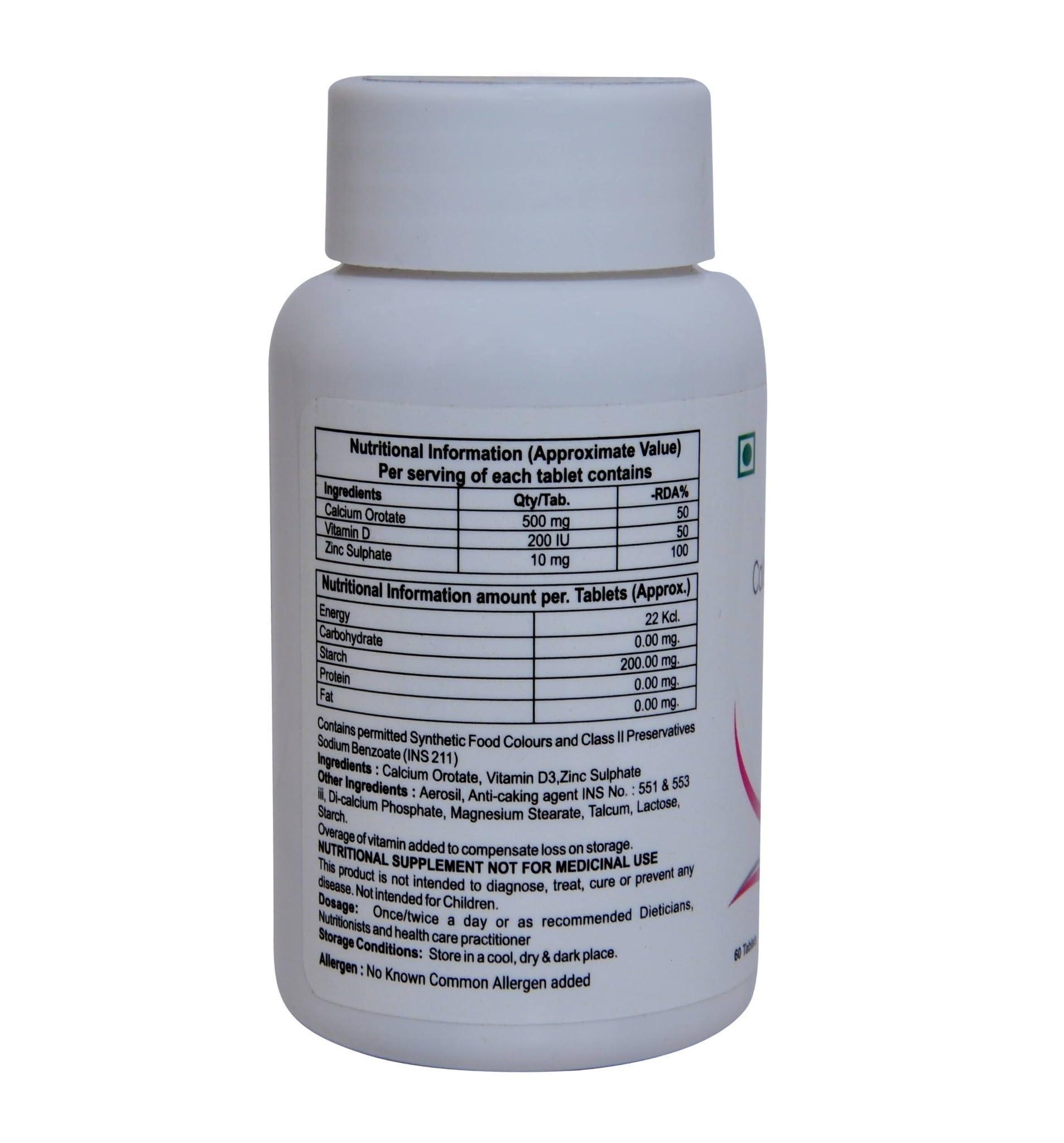 Virgo Healthcare Virocal - Calcium Orotate 500mg with Vitamin D & Zinc | Joint & Bones Supplement 60 Tablets