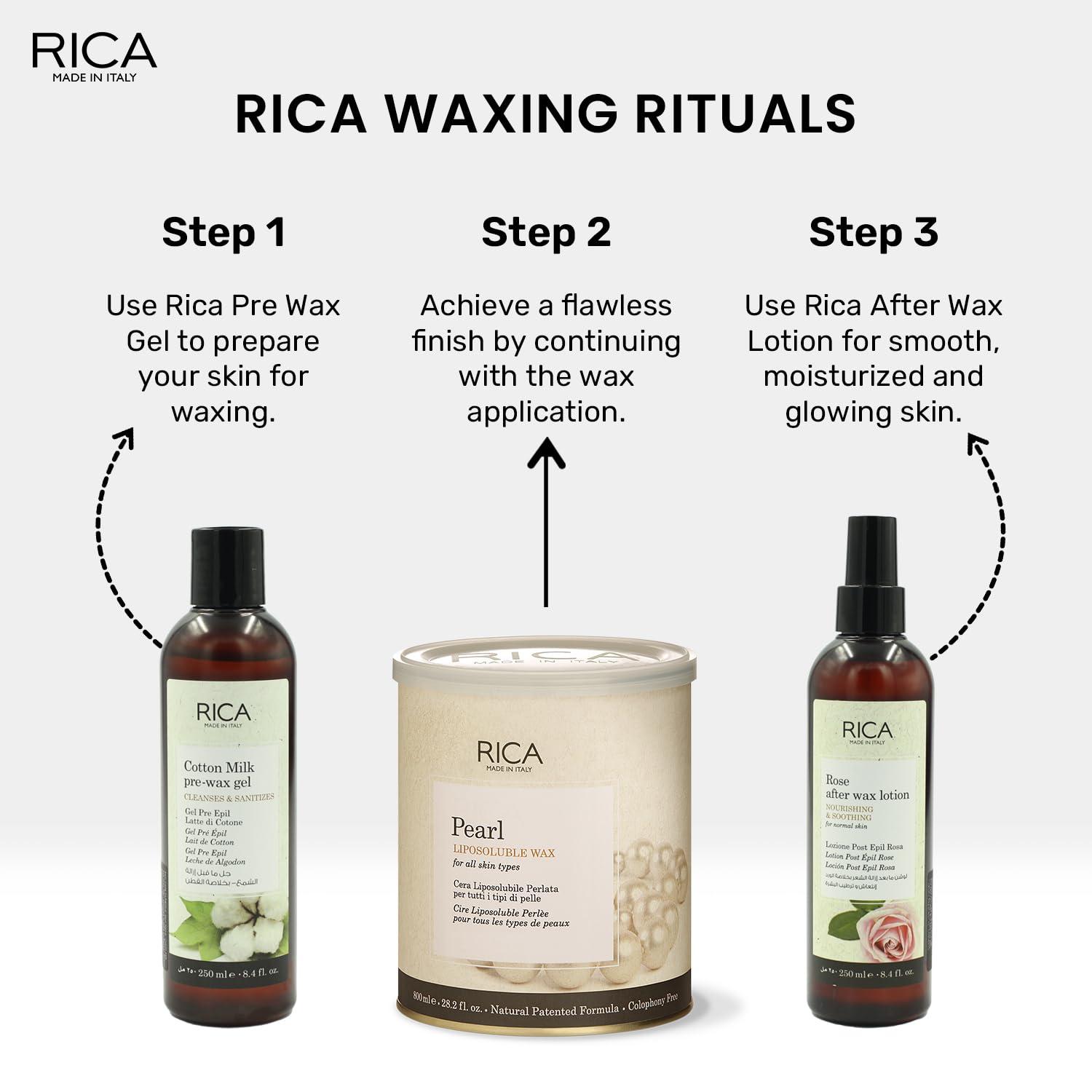 RICA Rica Pearl Liposoluble Painless Hair Removal Wax For Men & Women| Quick & Easy Tan Removal Waxing for All Skin| 800 ml, Pack of 1