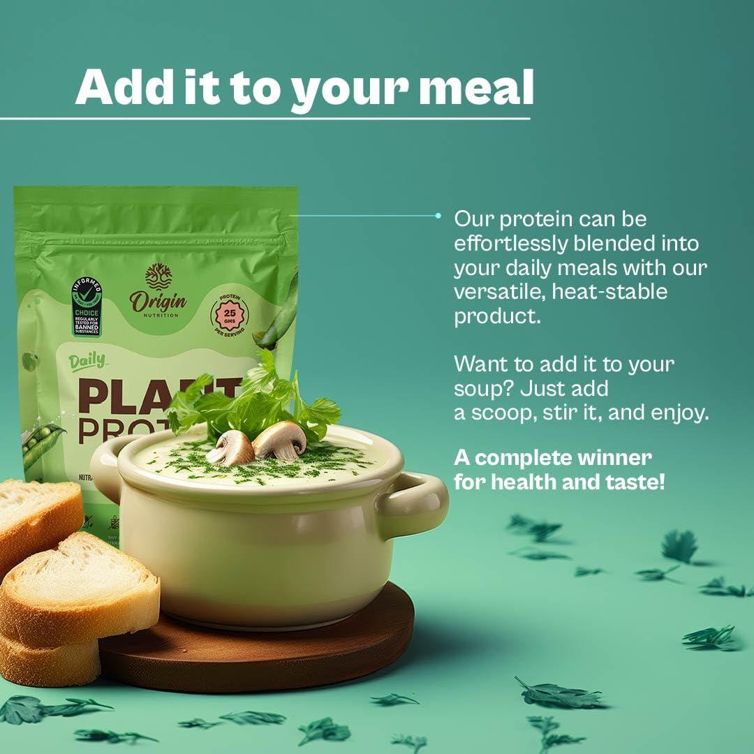 ORIGIN NUTRITION Origin Nutrition 100% Natural Plant Protein Powder (European Pea Protein Isolate & Pumpkin Seed Protein) Easy to Digest Unflavoured with 25g Plant Based Protein,975gm