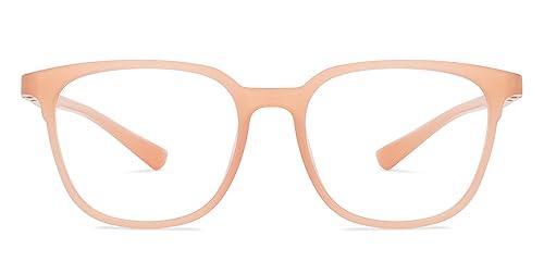 LENSKART BLU LENSKART BLU | Zero Power Blue Cut Computer Glasses | Anti Glare, Lightweight & Blocks Harmful Rays | UV Protection Specs | Orange | Men & Women | Large | LB E13740