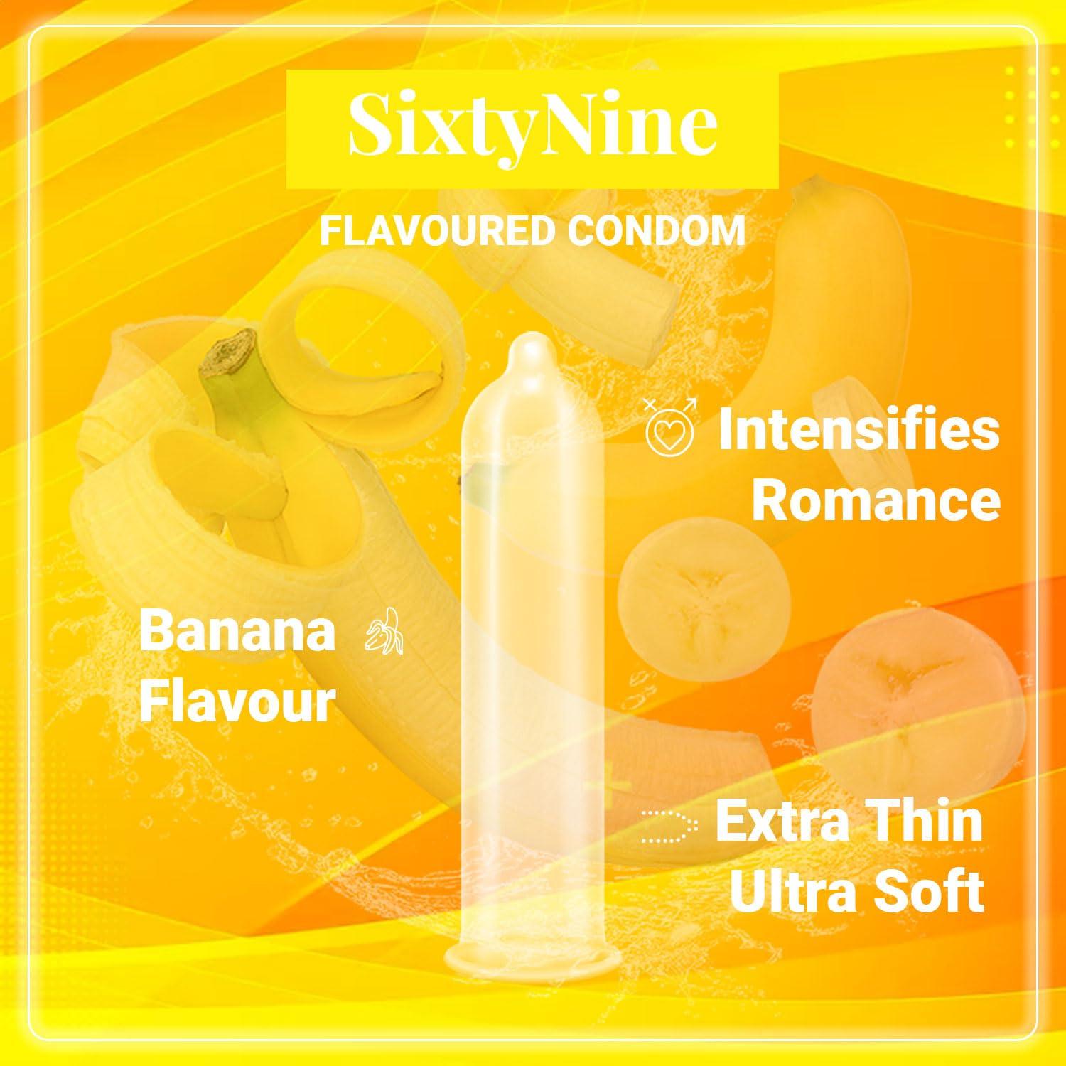 NOTTY BOY NOTTY BOY Banana Flavoured Condom For Men | Extra Thin Latex, Added Lubrication For More Comfort - 15 Units (Pack of 5)