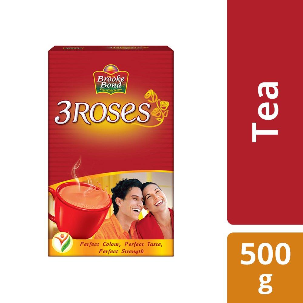 Brooke Bond 3 Roses Dust Tea, 500g Carton & Brooke Bond Red Label Natural Care Tea, with 5 Ayurvedic Ingredients, 500 g