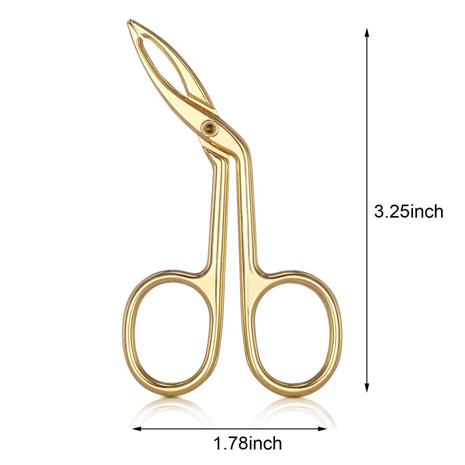 Hicarer 3 Packs Eyebrow Tweezers, Scissors Shaped Eyebrow Straight Tip Tweezers Clip, Flat Tip Tweezers Hair Plucker, Straight Tip Hairgripping Eyebrow (Gold Plated)