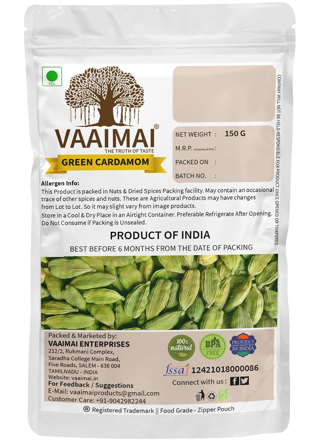 VAAIMAI VAAIMAI Elaichi / Green Cardamom / Elakai, 150g