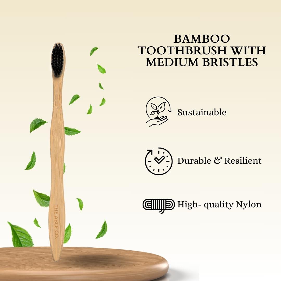 Generic The Able Co. Biodegradable and Environment Friendly Bamboo Toothbrush And Co. Biodegradable Dental Floss Picks Combo Pack of 2