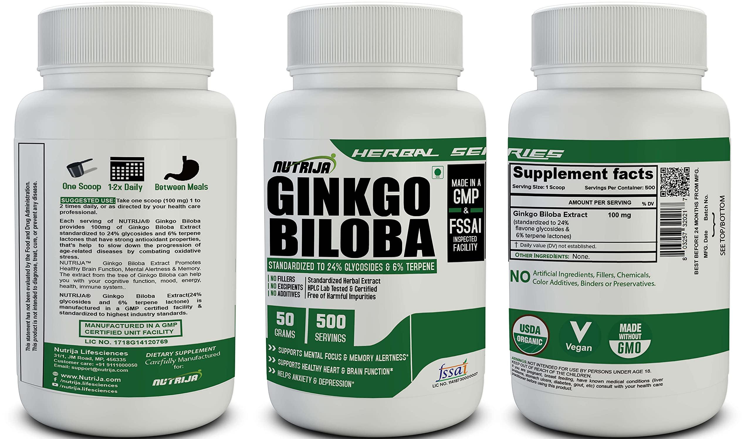 NutriJa NutriJa Ginko Biloba Extract [Memory,Focus ] - 50g Powder