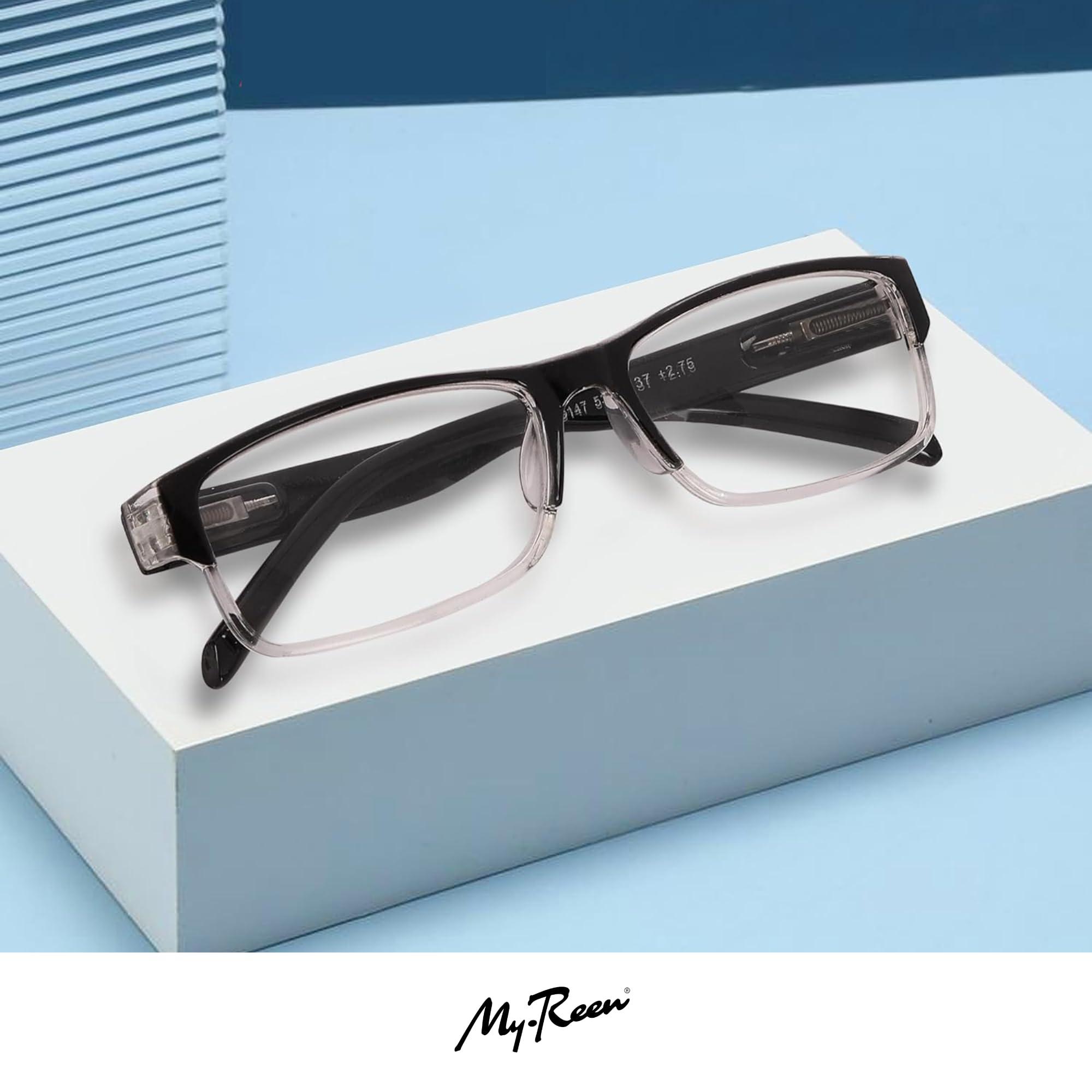 myreen myreen Single Vision and Bifocal Distance Plano Power Reading Glasses For Men +1.00 +1.25 +1.50 +1.75 +2.00 +2.25 +2.50 +2.75 +3.00 | Medium Size (Near Vision, 1.50)