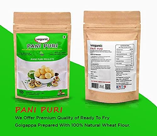 Veganic Veganic Dry Gol Gappa/ Pani Puri/ Puchka Wheat Snack Pellets | Ready To Fry Atta Golgappa Papad - 400gm