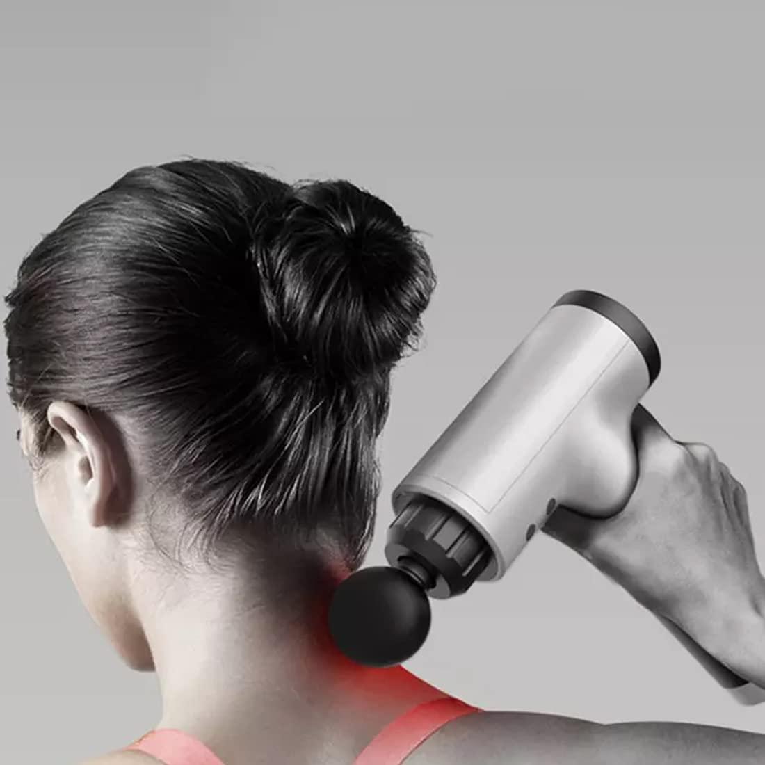 MileStore MileStore Cordless Battery Powered Massage Gun | Deep Tissue Percussion Body Massage Machine for Pain Relief | 6 Specialized Heads | Massager Machine for Full Body (Cordless, Black) (White)