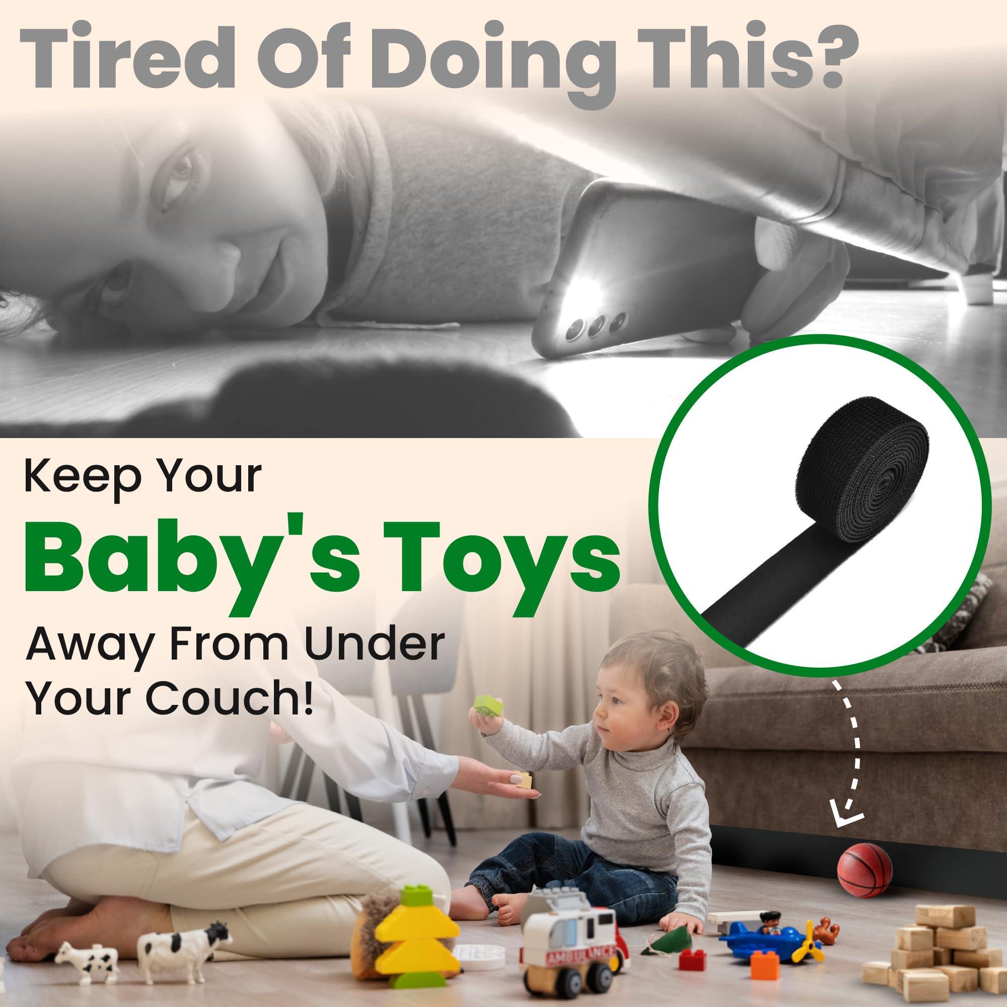 ECOHomes ECOHomes Under Couch Guards Toy Blocker - Strap Barrier for Under Sofa, Bed & Furniture Bottom Stop Things from Going Under | Easy to Install Gap Bumper Stopper for Toys (9 Ft by 1.5 Inch)