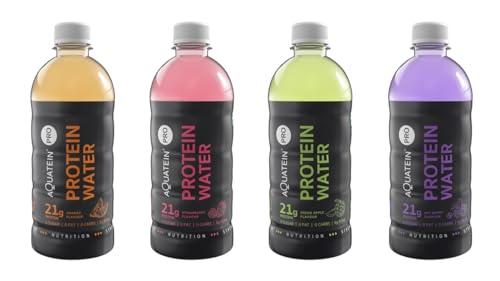 AQUATEIN AQUATEIN PRO - PROTEIN WATER - 21 Grams Protein - Pack of 8 - Sugar Free, Fat Free, Carb Free - Your Best Protein Buddy (Green Apple)