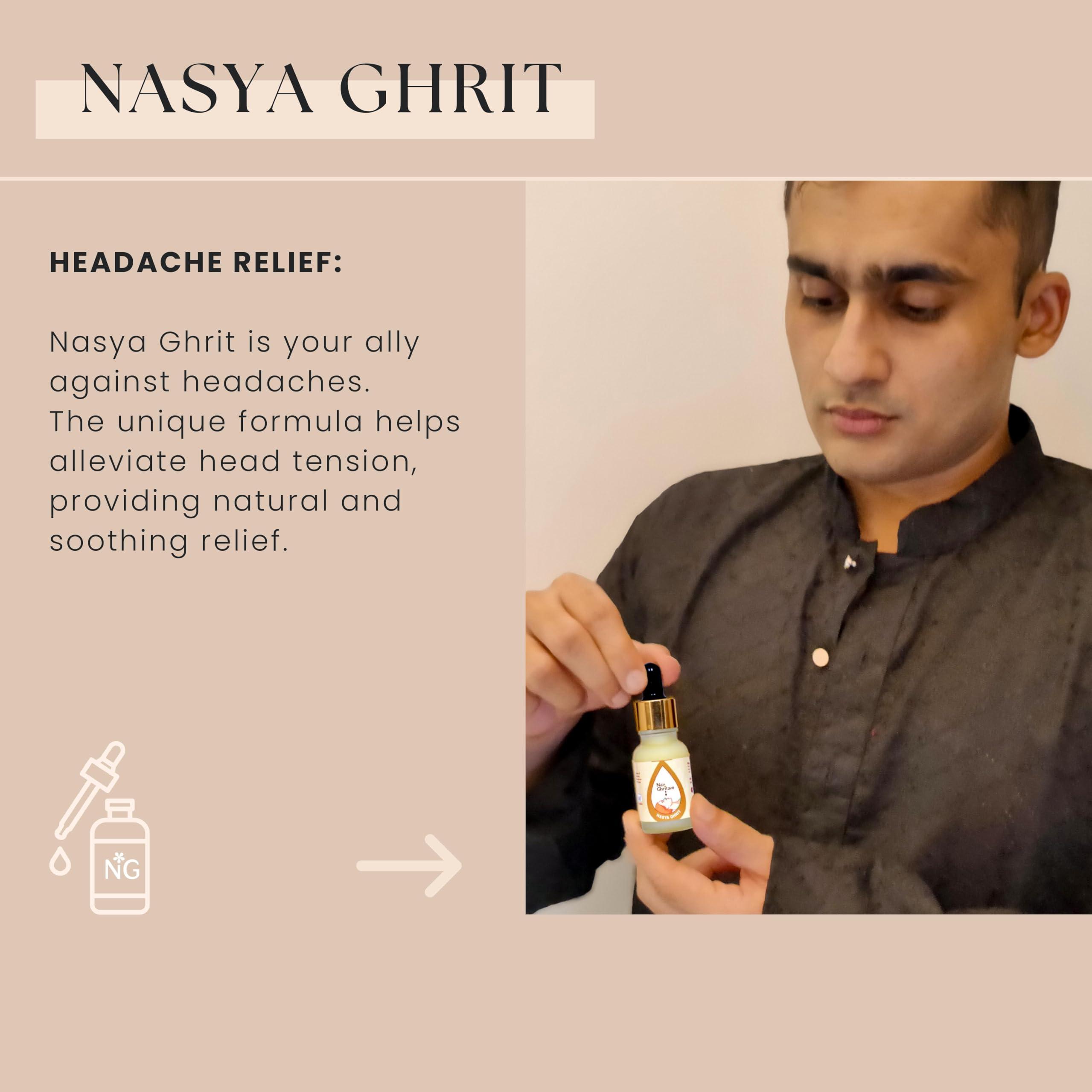 Nav Ghritam Nav Ghritam Nasya Ghrit|Nasal Ghee Drops|Natural Relief For Headache,Congestion,Sinuses,Snoring&Restful Sleep|A2 Desi Ghee|15 Ml(2)