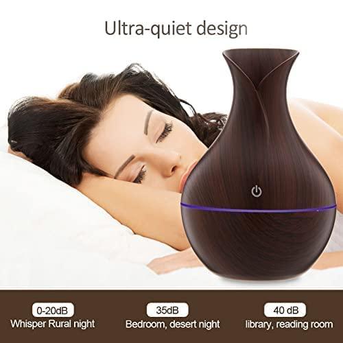 DALPHA DALPHA Wood Grain Vase Style Aroma Diffuser Ultrasonic Cool Mist Big Pot Wooden Humidifier with LED Lights (Multicolor)