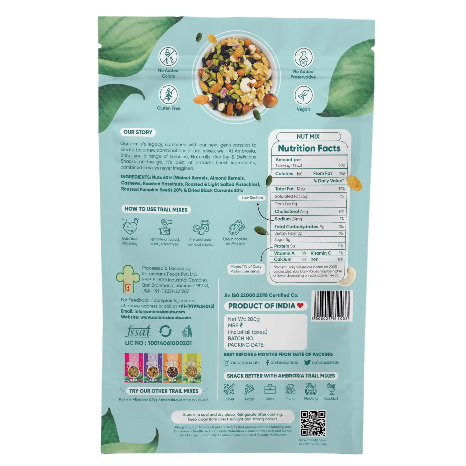 Ambrosia Ambrosia Trail Mix Combo NutMix, BerryMix, PowerMix, MorningMix 800g | each item weight 200g