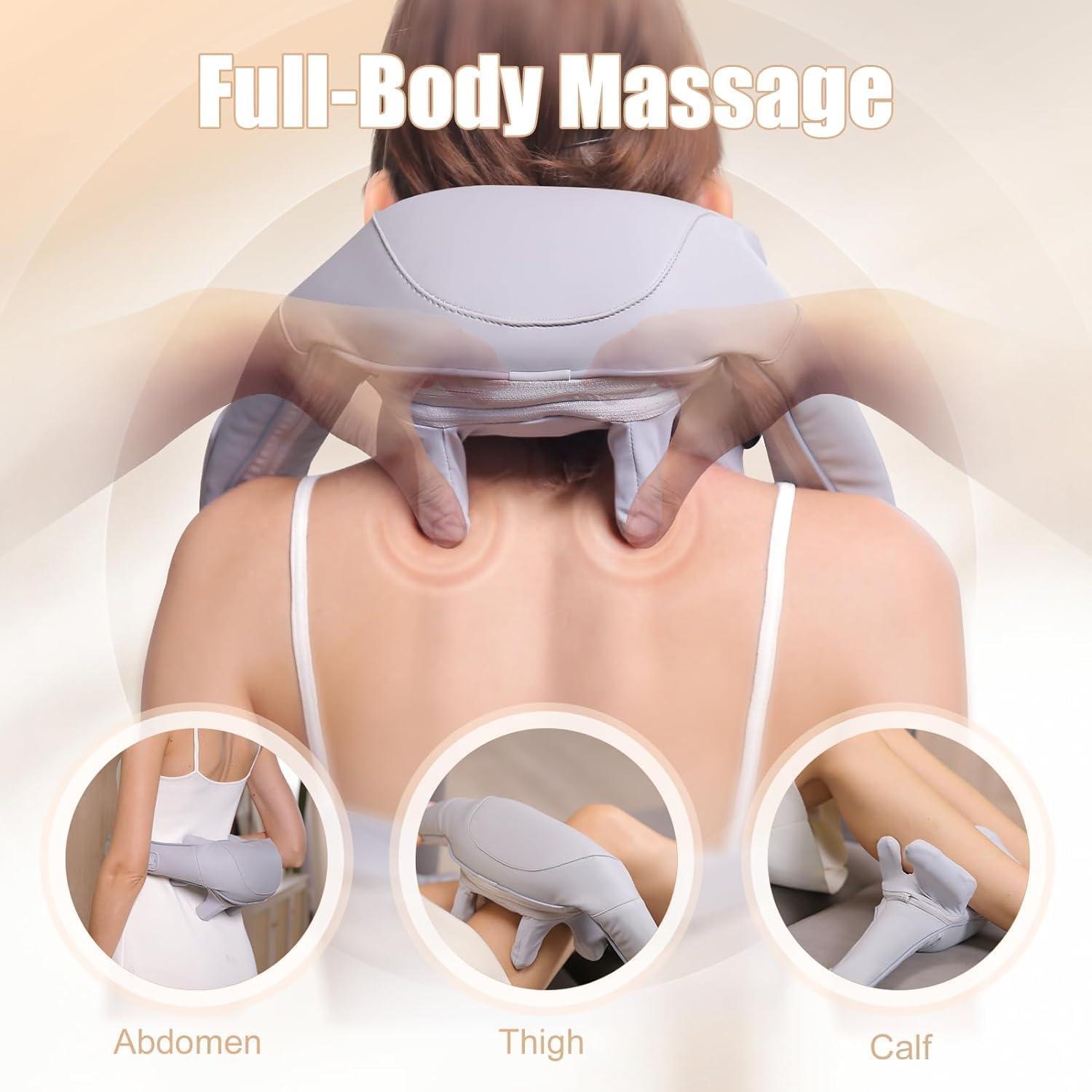 KRLZ KRLZ Neck and Back Massager with Heat,Neck Massager,Shiatsu Massager Pillow for Neck,Back,Shoulder,Legs,Body Pain Relief,Electric Rechargeable Deep Tissue 5D Kneading Massage Machine