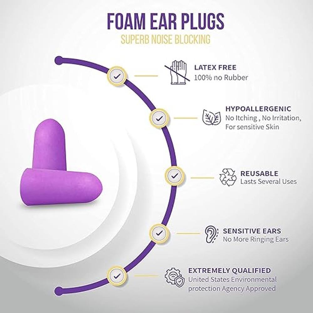 James International Soft Foam Ear Plugs Travel Sleep Prevention Earplugs Noise Reduction For Noise, Meditation, Studying, Live Concert, Yoga, Travel (5 Pair Foam Skin)
