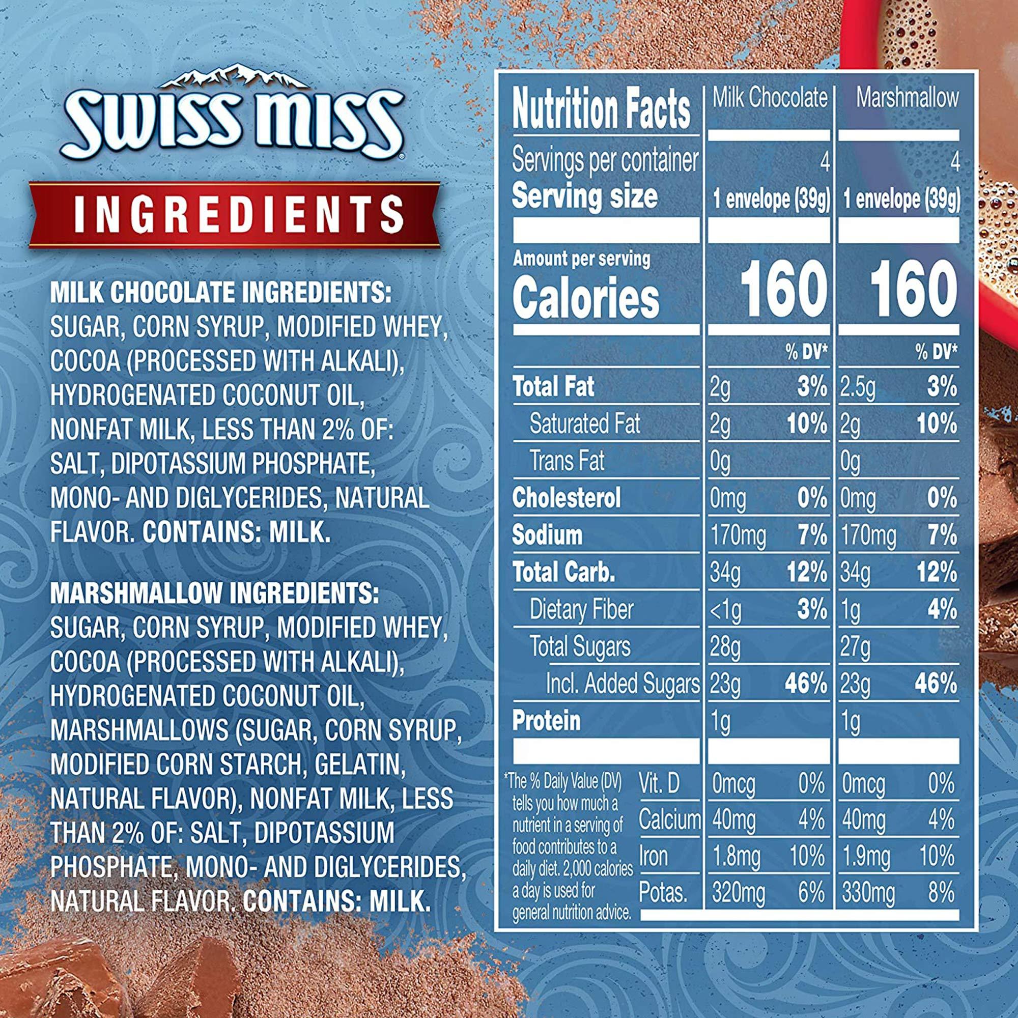 Swiss Miss Swiss Miss Variety Pack Milk Chocolate, Marshmallow Hot Cocoa Mix (33% Larger Mug), 313 g