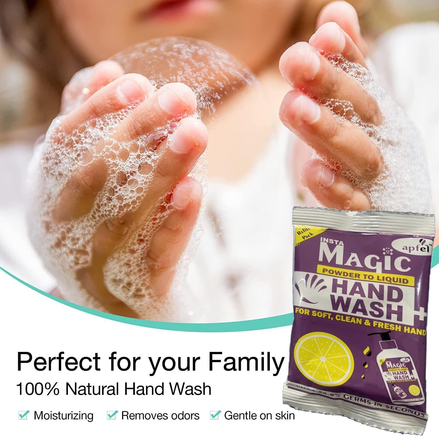 apfel Apfel Insta Magic Hand Wash Powder - 10-Pcs Lavender Scented - 100% Stronger Germ Protection for On-the-Go Hygiene (90g, Makes 2 Litres)