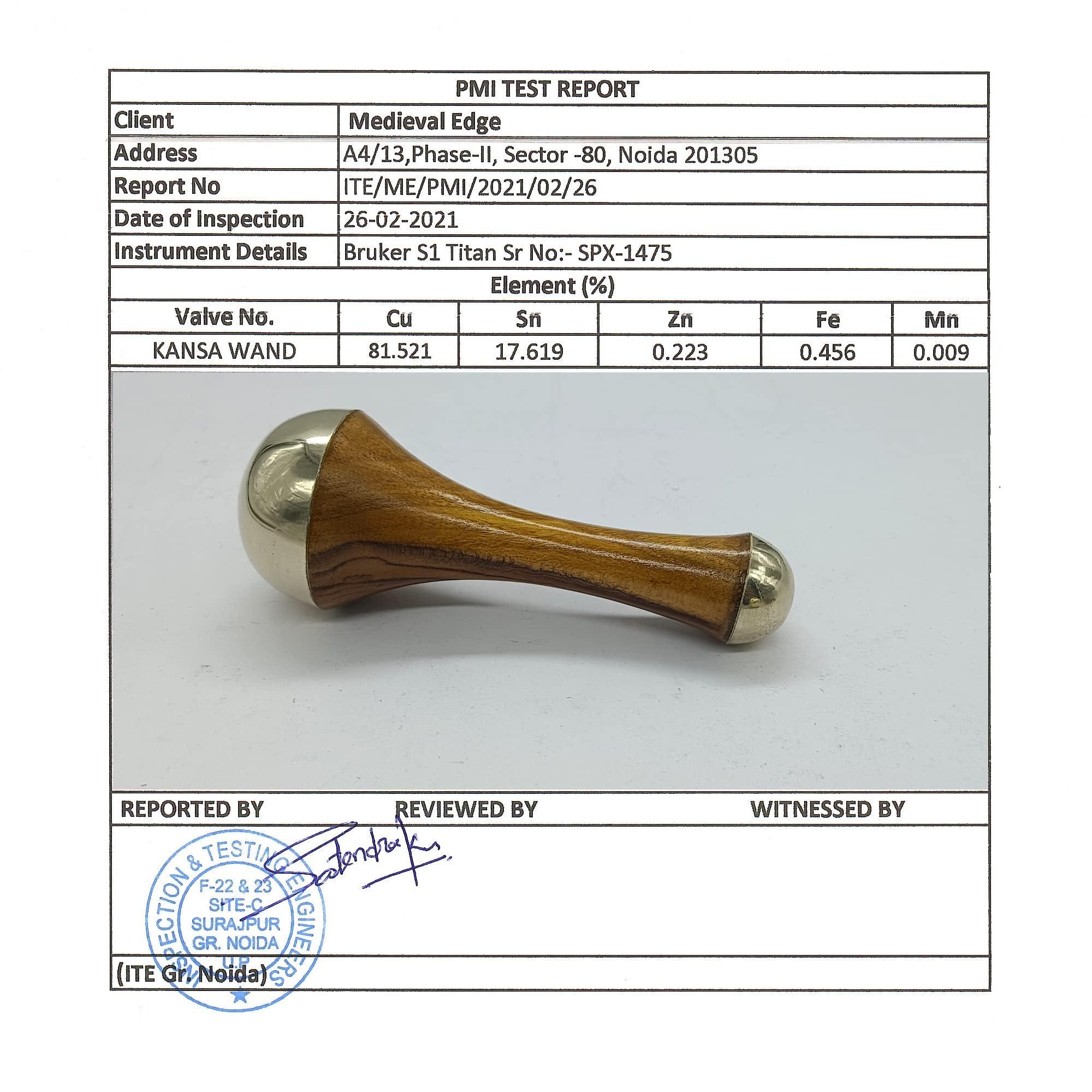 Casaveda Casaveda Face & Acupressure Double Sided Kansa Wand Iastem Tool Massager With Teak Wood Handle For Detoxification And Deep Relaxation (Natural Brown, Small)