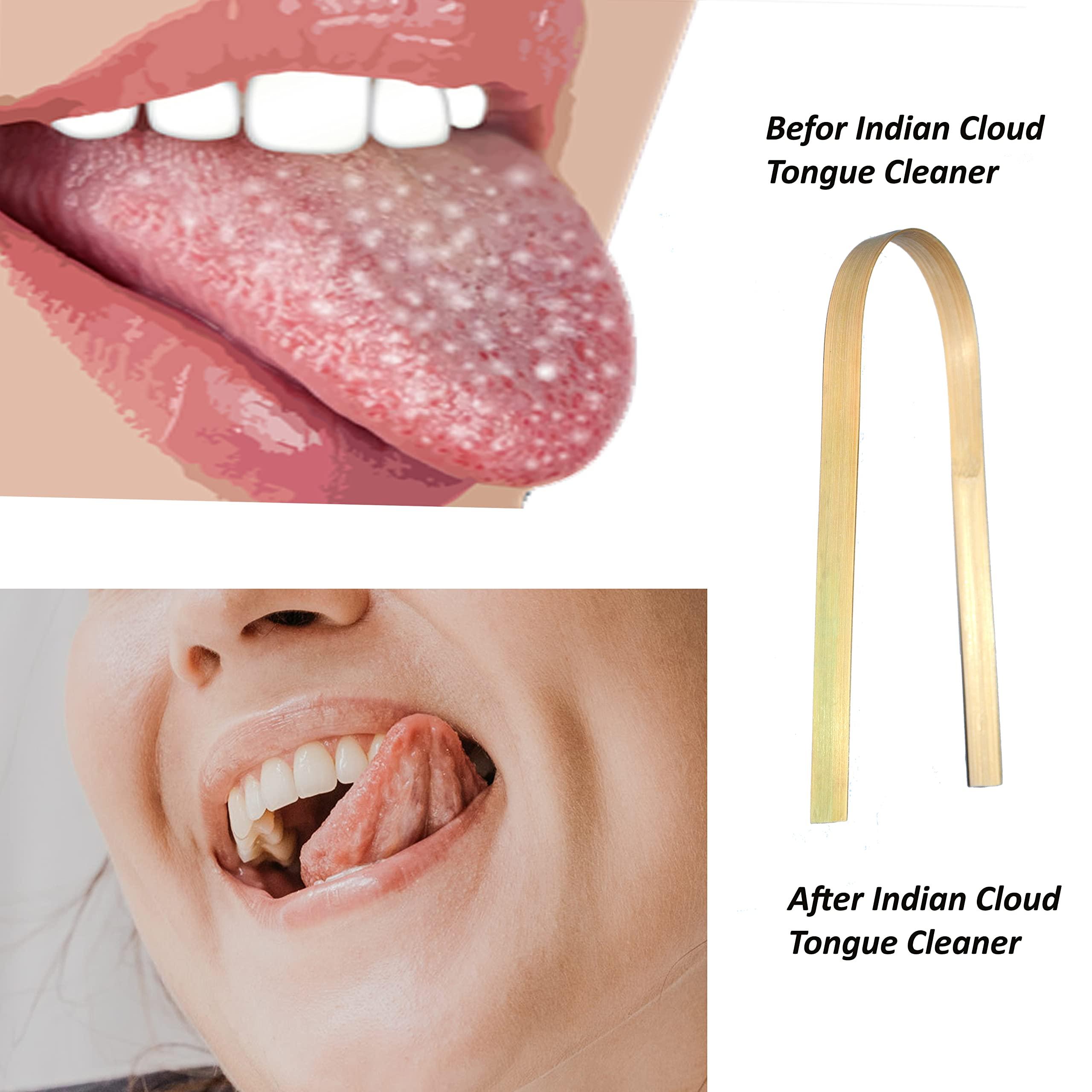Indian Cloud INDIAN CLOUD Bamboo Tongue Cleaner for man and woman Natural, Eco-friendly, Compostable, Plant Based Organic Bamboo Tongue Scraper for Adults (Pack of 1)