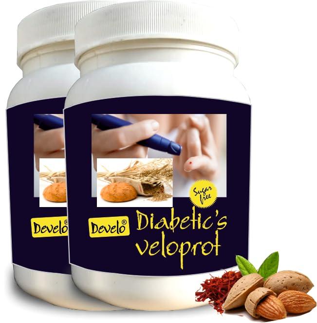 DEVELO Develo Diabetic Protein Powder Sugar Free Nutrition for diabetes Care - 2kg (Pack of 2) Kesar Badam