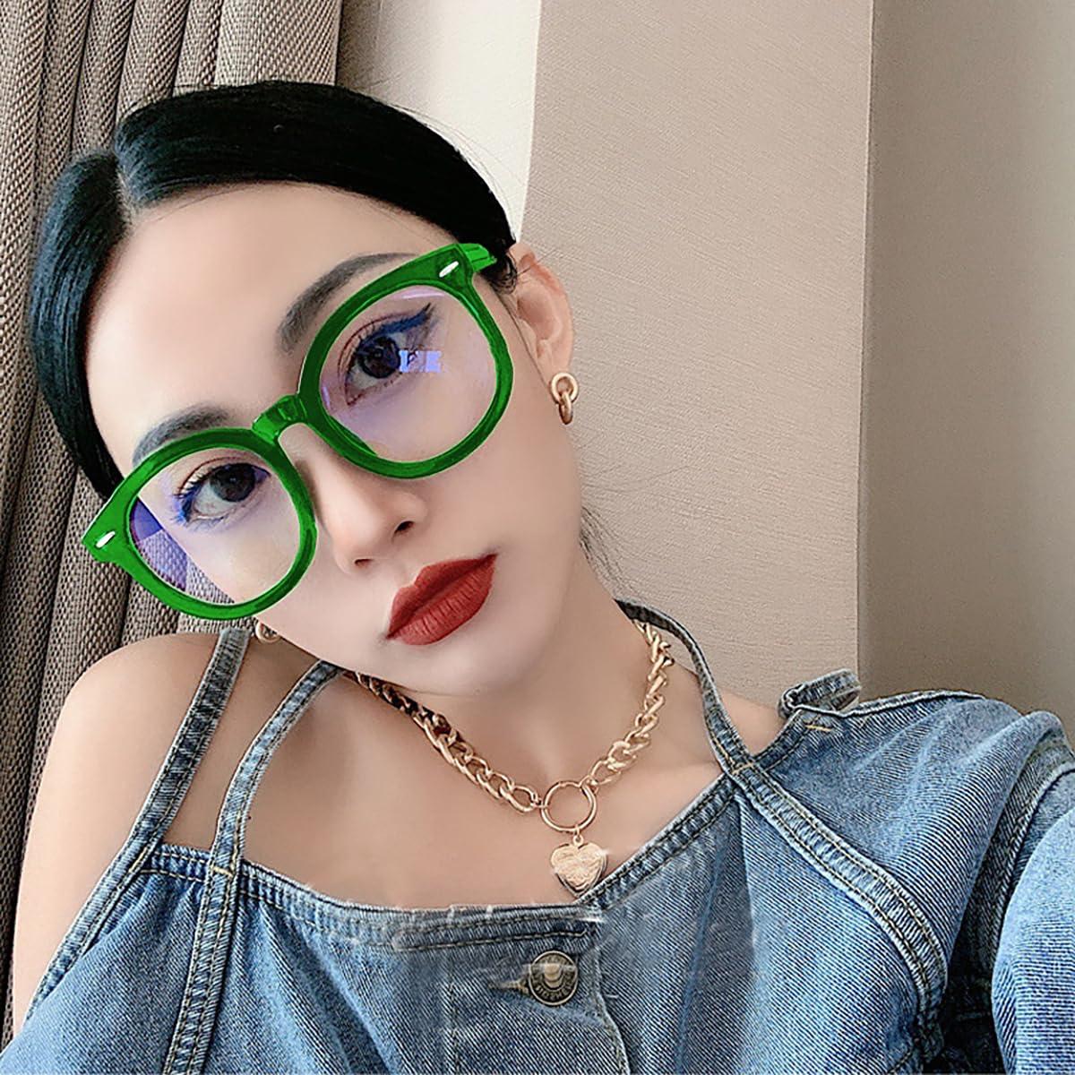 SYGA SYGA Glasses Men & Women Anti-Blue Light Radiation Ins High-Value Plain Glasses (Green) (Green)