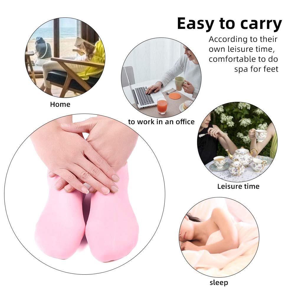 N+A Moisturizing Gloves&Socks, Silicone Gel Gloves for Dry Skin, Cracked Hands and Foot, Full Finger Waterproof Gloves for Hands Foot Care SPA (Pink, Socks)