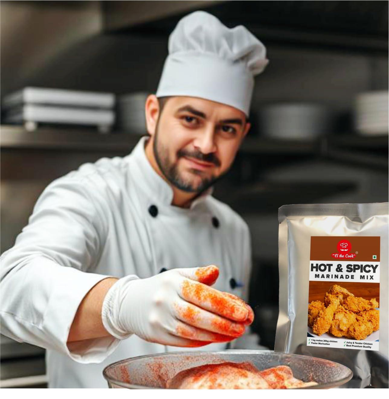 EL The Cook EL The Cook Hot & spicy Marinade Mix | Premium Seasoning Powder Masala | Marinate to make fried Chicken, Popcorn paneer, fish fingers | Easy to use, 100% Veg, 1 KG
