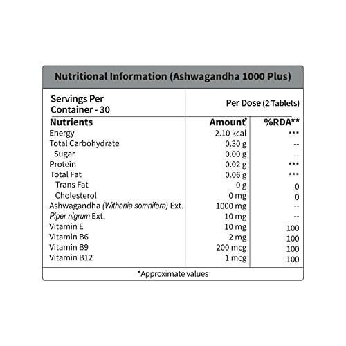 Neuherbs Neuherbs Ashwagandha 1000 Plus [Manage Anxiety & Stress Relief] Enhanced Absorption & Antioxidants Rich with vitamin E & B-complex for General wellness, Immunity Booster & Improve Vigour - 60 Tabs