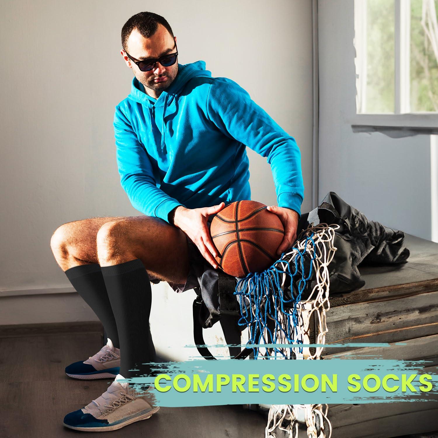 Iseasoo Compression Socks For Men & Women Circulation-Best For Medical Running Hiking Cycling 15-20 mmHg(S/M)