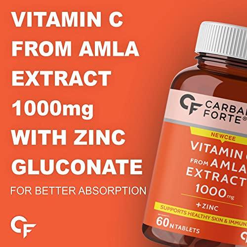 Carbamide Forte Carbamide Forte Natural Vitamin C Amla Extract 1000mg with Zinc for Immunity Boost & Skincare - 60 Veg Tablets