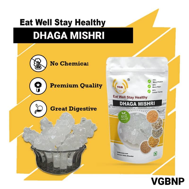 VGBNP VGBNP 100% Natural & Original Dhaga mishri (Dhage Wali Mishri) Pure Thread Mishri, Thread Crystal Rock Sugar (Crystal Sweet Candy | Crystal Bites | Patika Bellam) Healthy & Clean Dhaga Misri- 5 kg