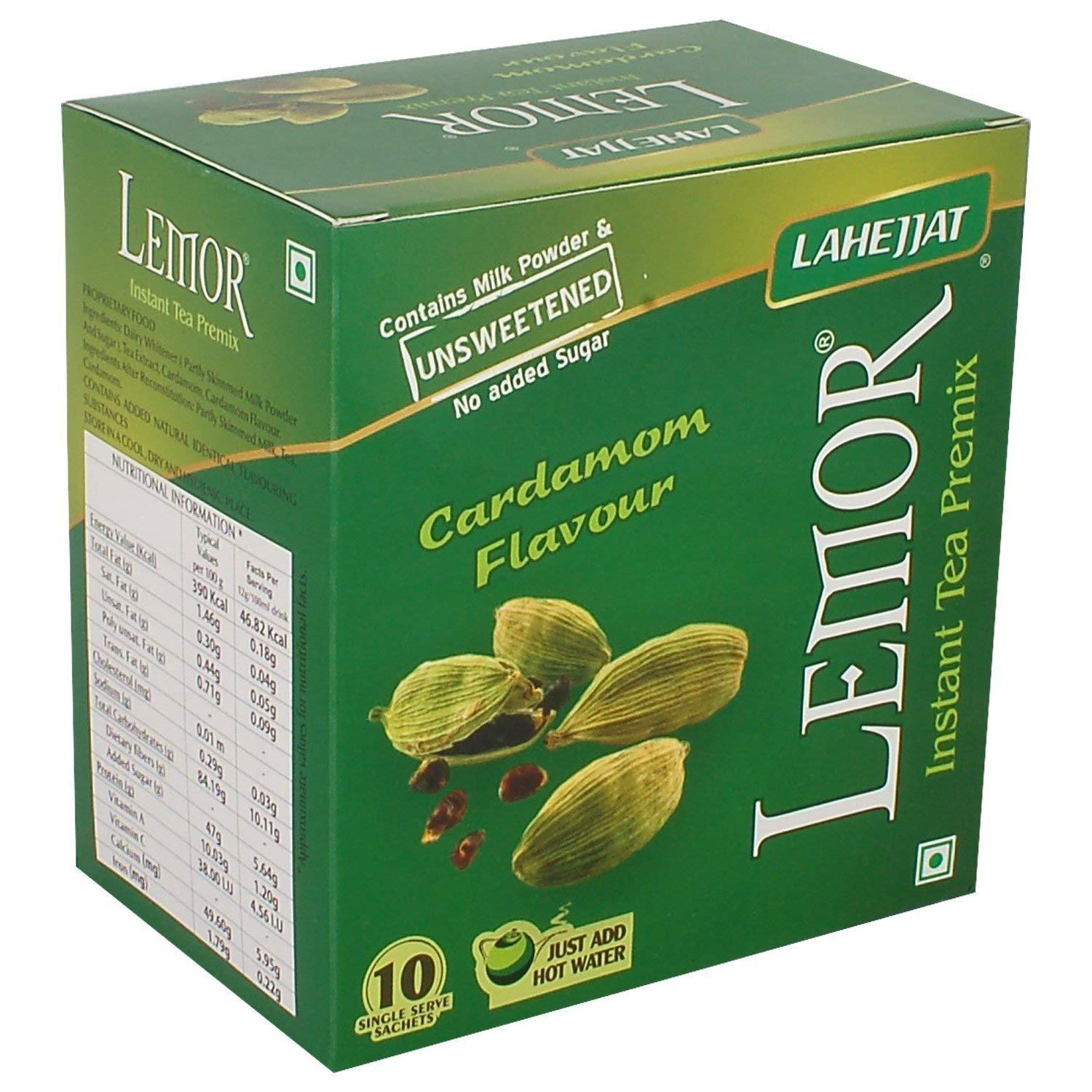 Lemor Lemor Cardamom Unsweetened Elaichi Flavour Instant premix Tea pack of 2 x 10 Tea Bags