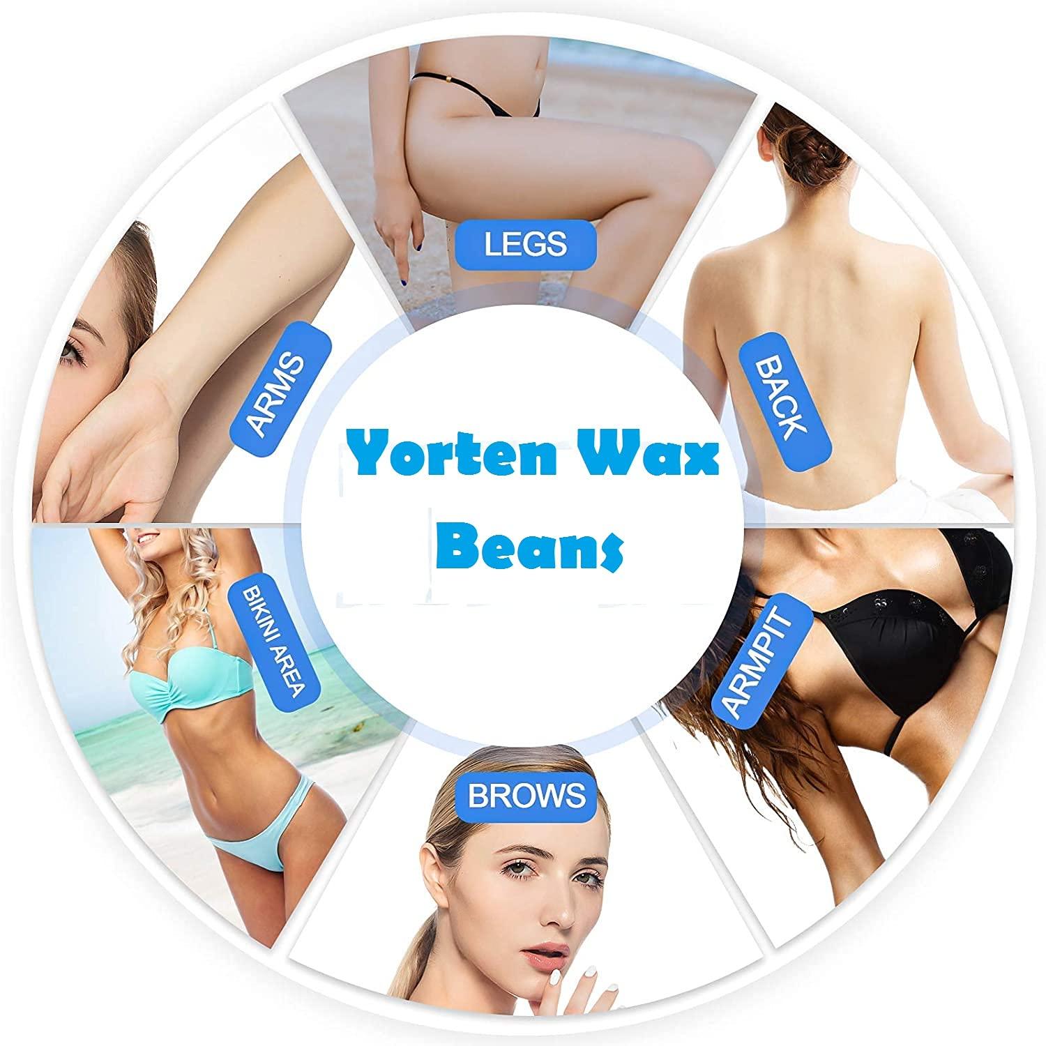 Yorten Yorten Wax Beans for Painless Hair Removal Wax For Men And Women Brazilian Waxing for Face Eyebrow Back Chest Bikini Areas, Upper Lips Legs 10pcs Wax Spatulas (Beans100g pac)(4)