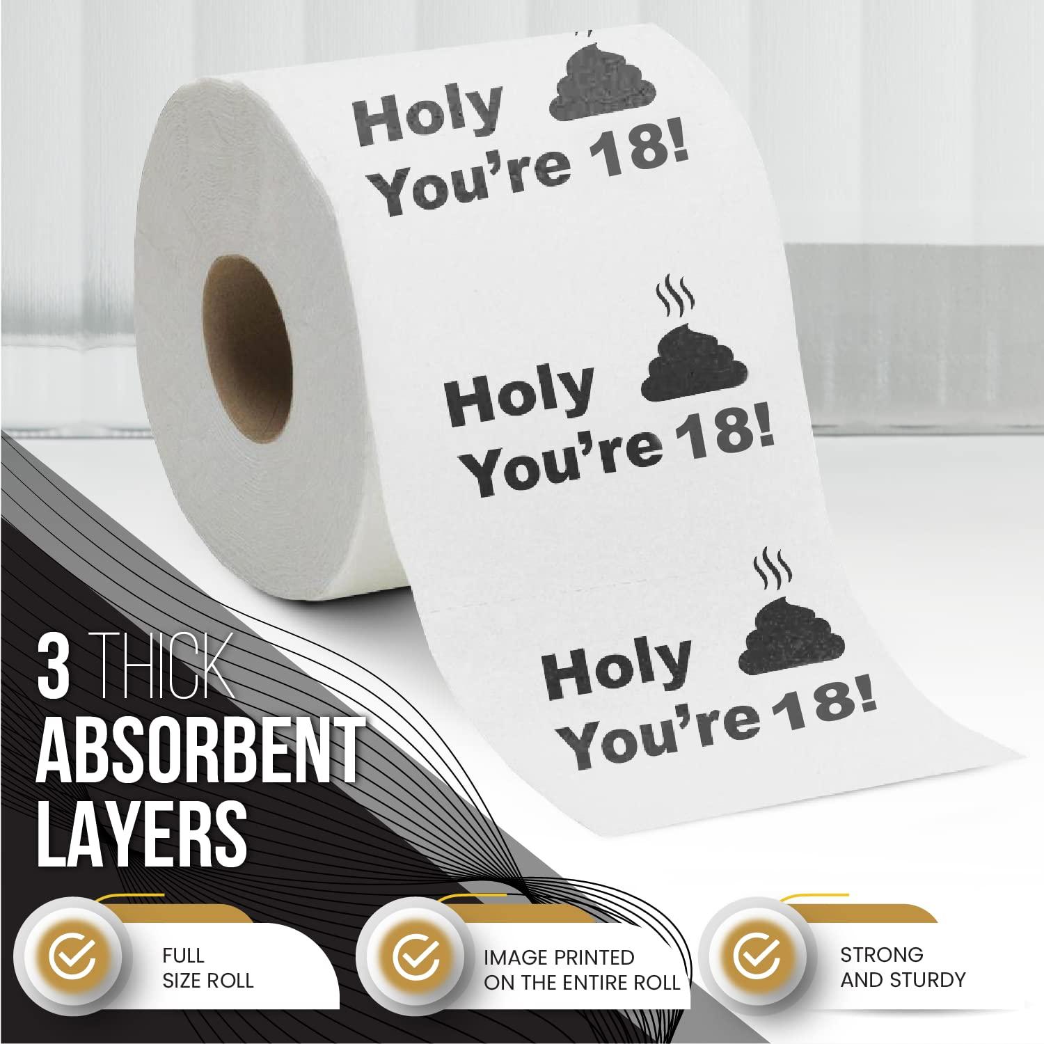 Warm Welcome 18th Birthday Gift Present Toilet Paper - Happy Eighteenth 18 Prank Funny Novelty Gag Joke Gift - Holy Crap