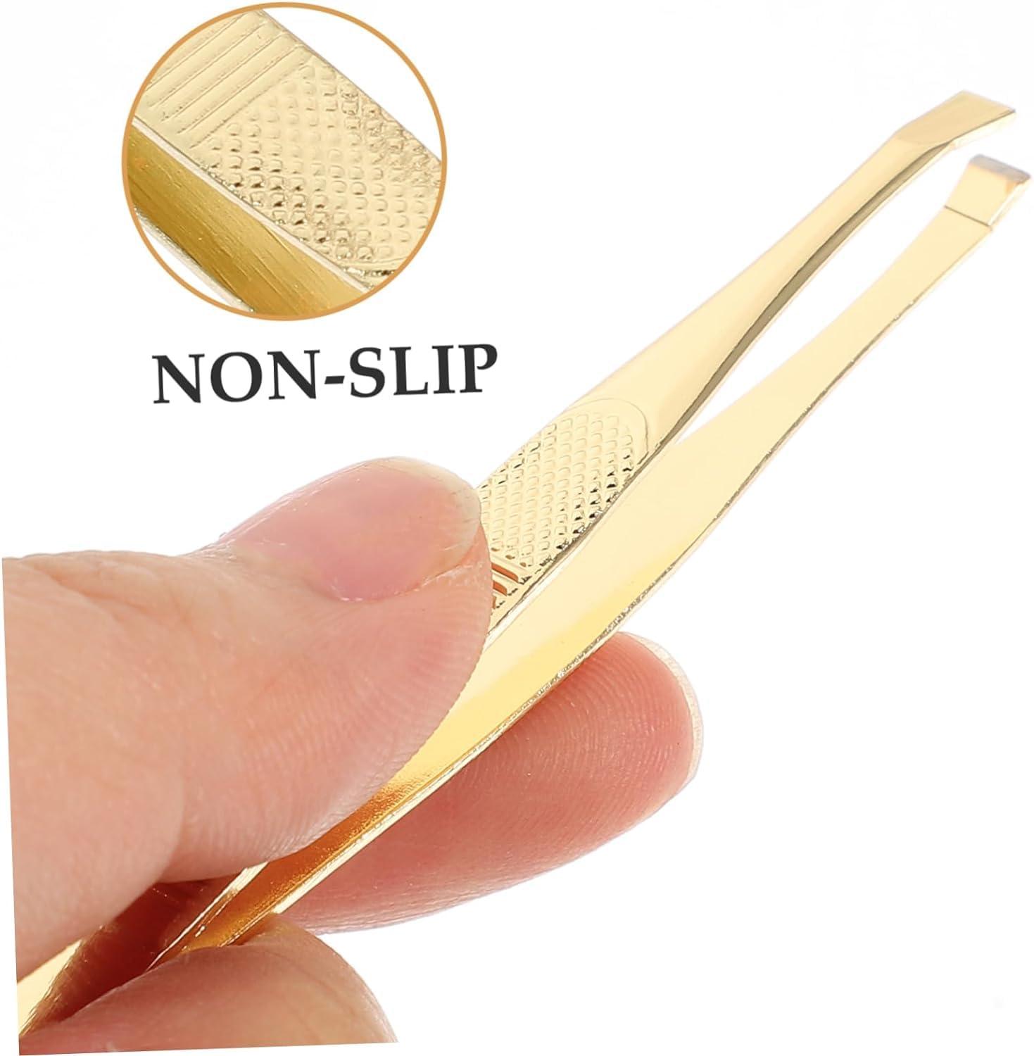 Aternal 2Pcs Eyebrow Tweezers Stainless Steel Professional Tweezers for Eyebrows Beauty Eyebrow Tweezer Eye Hair Removal Tool Hair Remover Tool Facial Tool Kits for Men Women Slant Tip Tweezers Pointy