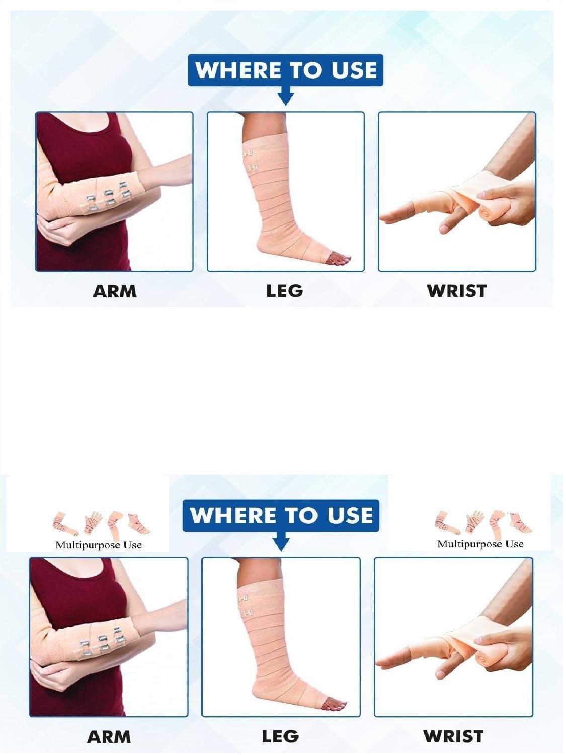 RARE OCEANS RARE OCEANS Crepe Bandage for knee/leg/wrist/ankle/elbow/hand/foot/finger/Sports Elastic Compression 15CM (WIDTH) X 4 METER(STRETCH LENGTH) (PACK OF 1) EXTRA CLIPS