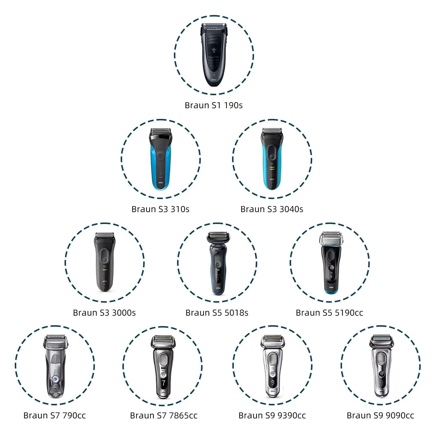 YANZHI Braun Shaver Charger for Braun Series 7 3 9 5 8 6 1, 12V 400MA Charger Cord for Braun S3 S6 S7 S8 S5 S9 S1 Electric Razor Replacement Braun Trimmer Wall Power Supply Charging Cord US Adapter