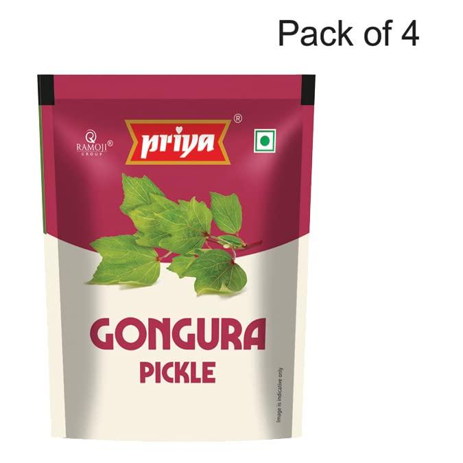 Priya Priya Pickles Combo of 5 Pickle With Garlic 35g Pouch (Each Flavor Pack of 4) - Mango Pickle,Ginger Pickle, Lime Pickle, Gongura Pickle, Tomato Pickle- (Pouch Pack of 20)